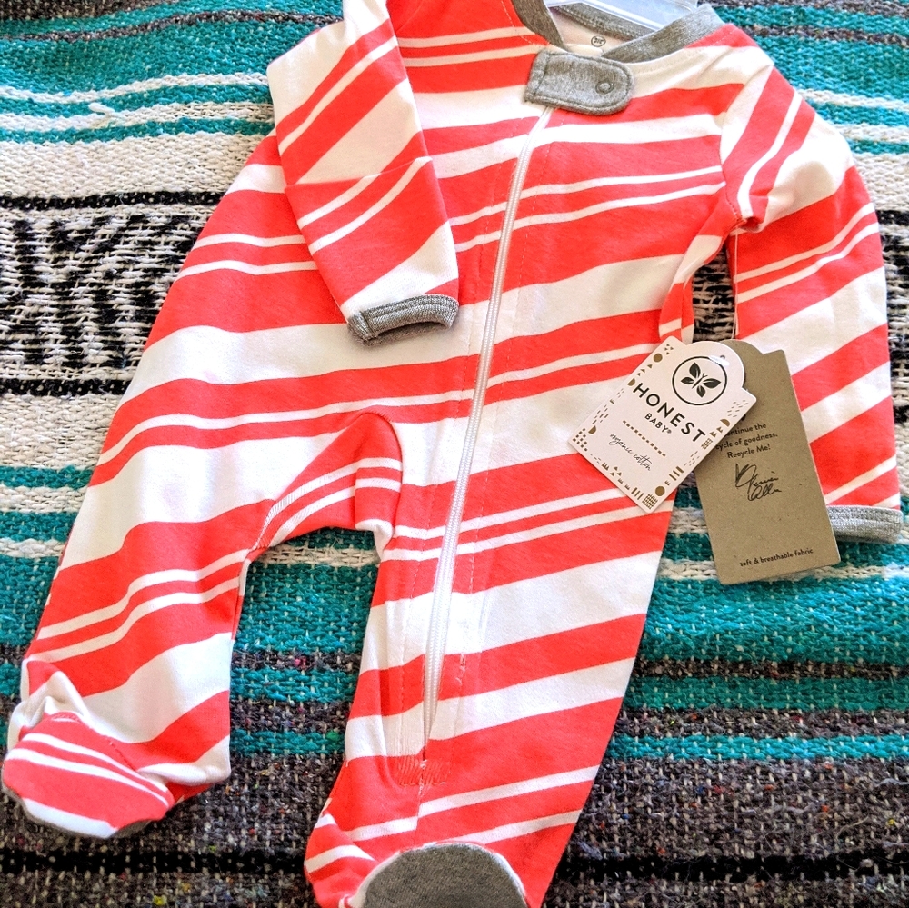 HONEST - Baby red and white striped sleeper Newborn